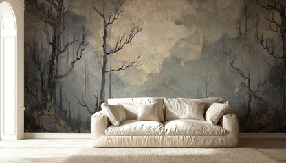 Ethereal Landscape Wallpaper Moon Abstract Wall Decor