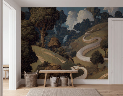 Mystical Landscape Wallpaper Serpent Vintage Wall Art