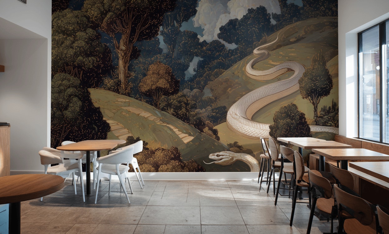 Mystical Landscape Wallpaper Serpent Vintage Wall Art
