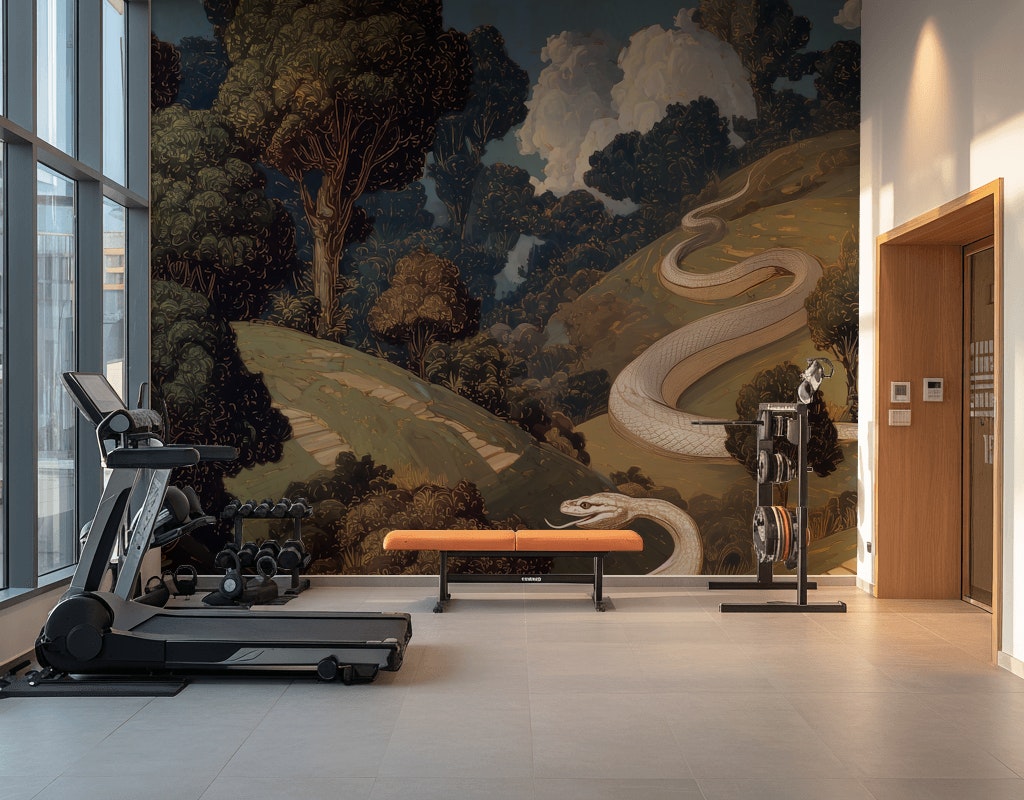 Mystical Landscape Wallpaper Serpent Vintage Wall Art