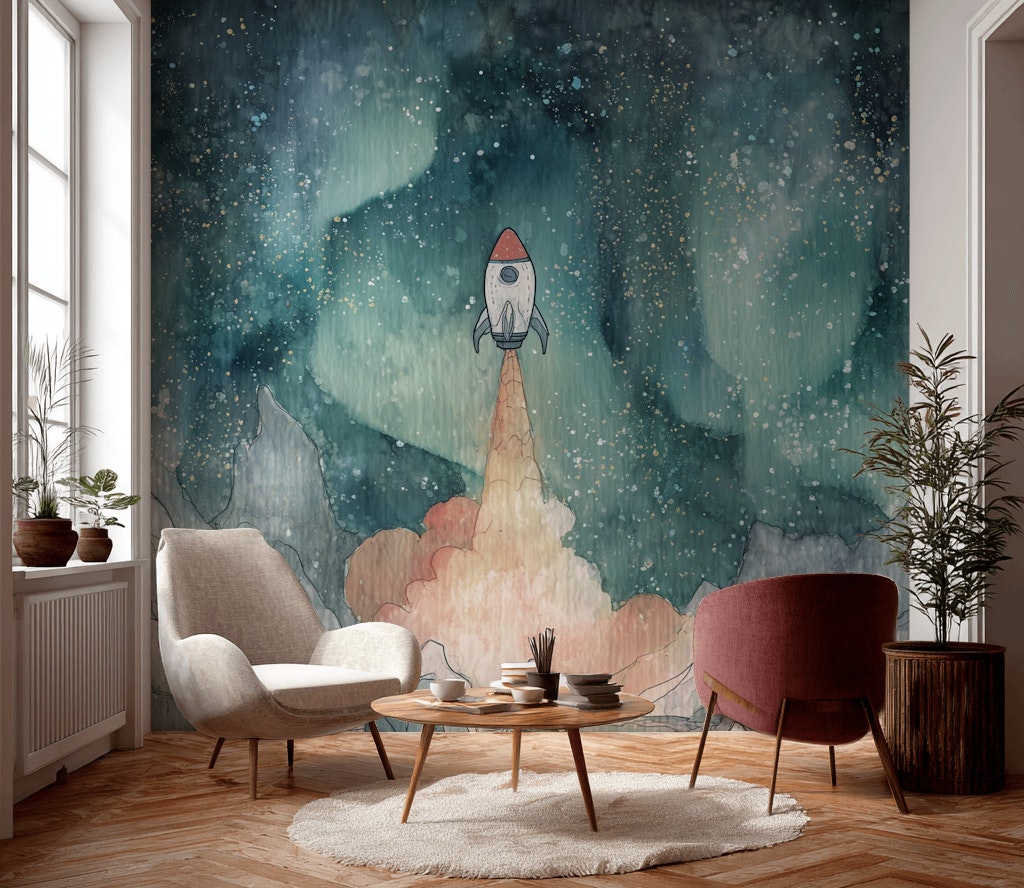 Space Wallpaper Rocket Removable Dreamy Wall Double Roll