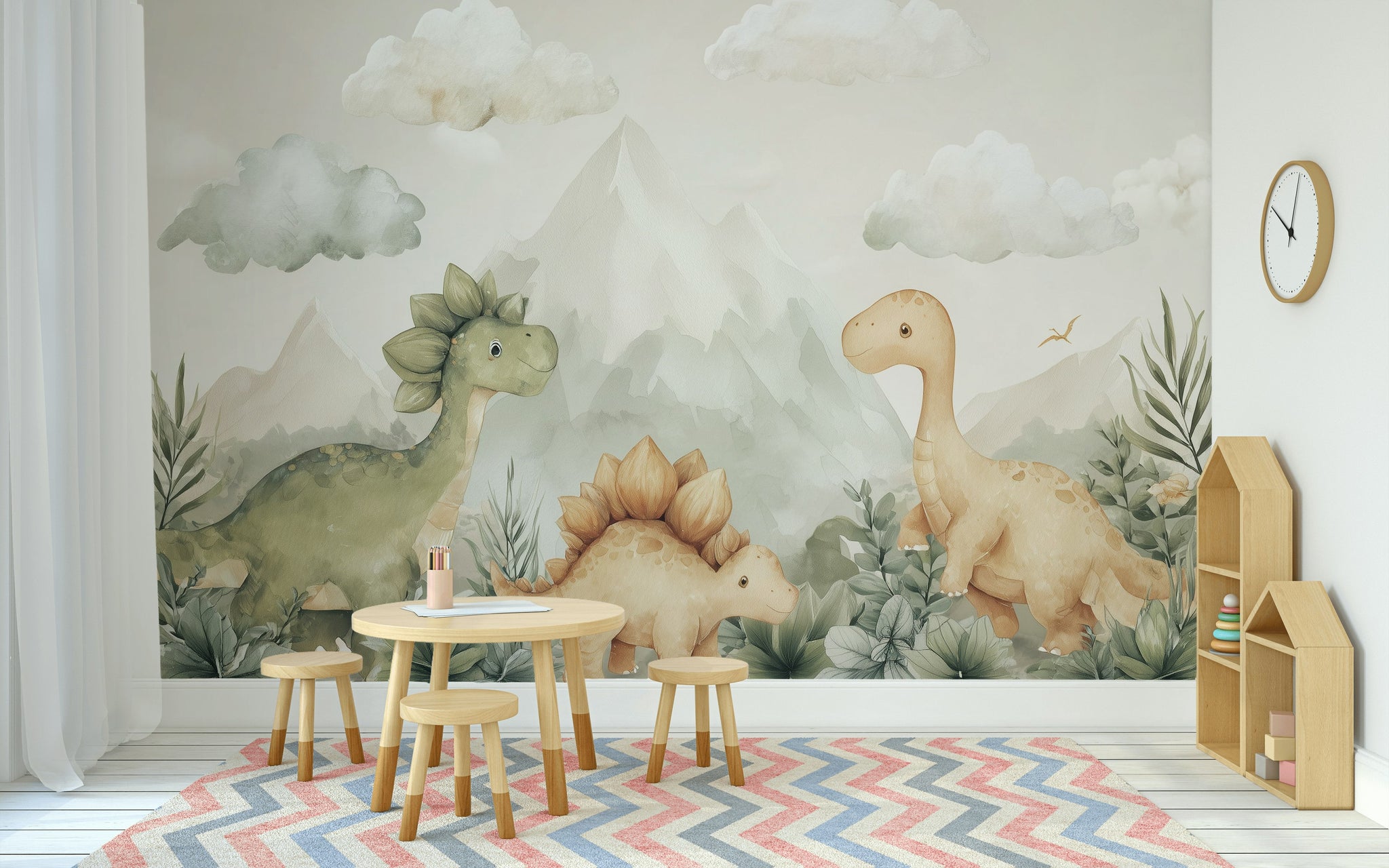 Dinosaurs Wallpaper Landscape Playful Wall Decor