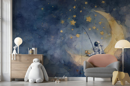 Astronaut Wallpaper Moon Stars Removable Wall Decor