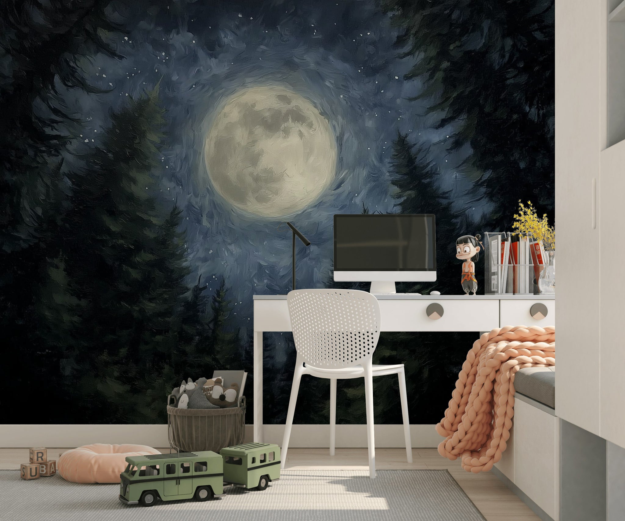 Mystical Moon Wallpaper Forest Removable Night Wall Double Roll