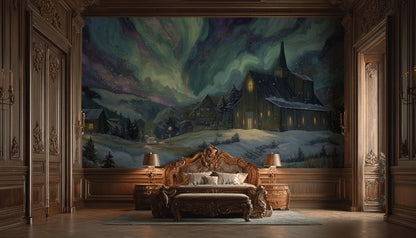 Aurora Landscape Wallpaper Abstract Removable Night Wall Double Roll