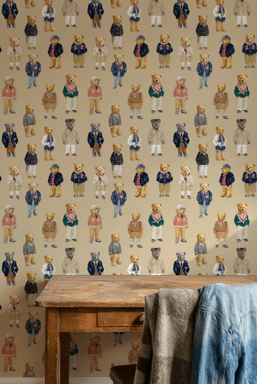 Teddy Bears Wallpaper Vintage Removable Eclectic Wall Mural