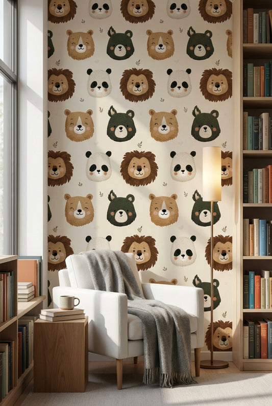 Animals Wallpaper Playful Cartoon Decorative Mural