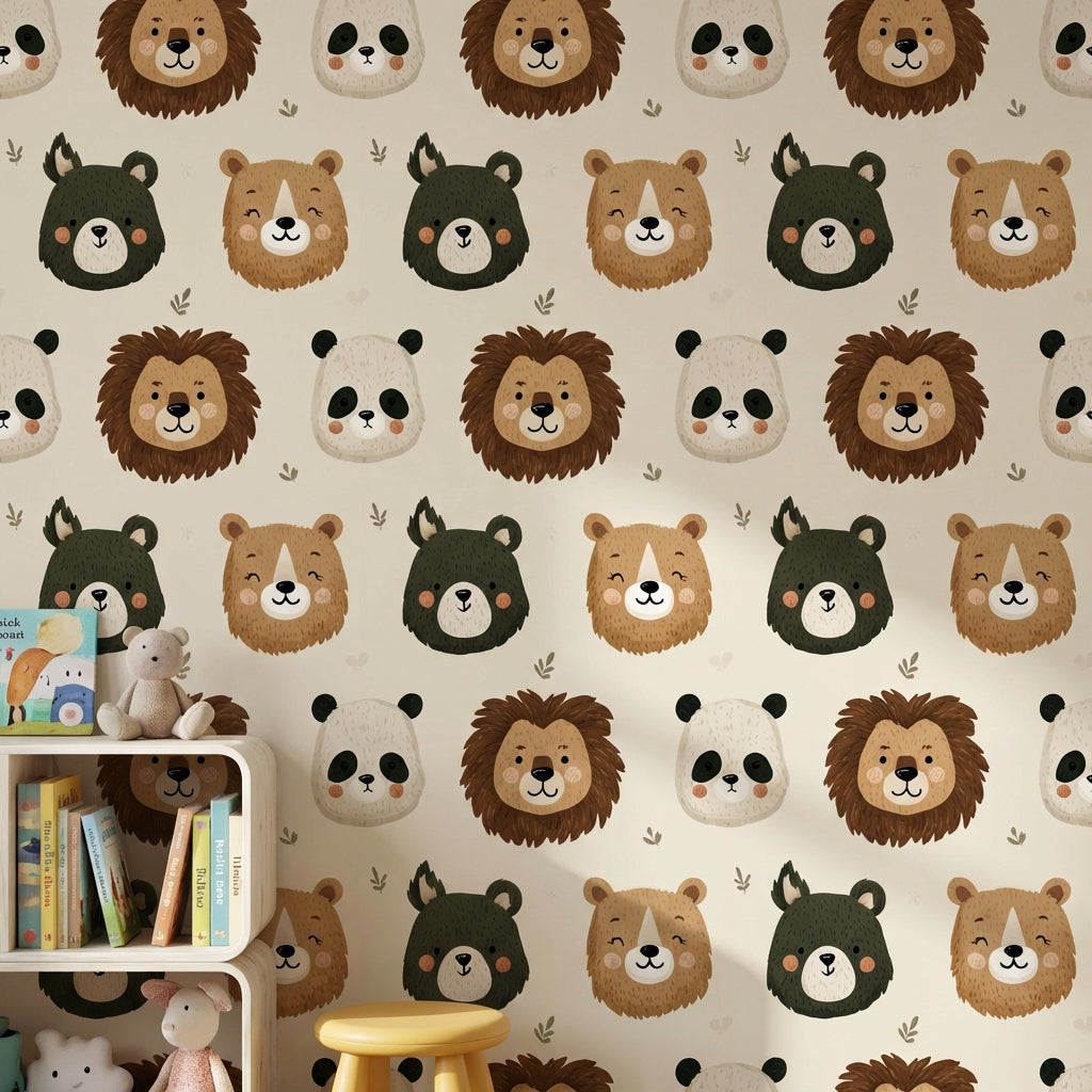 Animals Wallpaper Playful Cartoon Decorative Mural