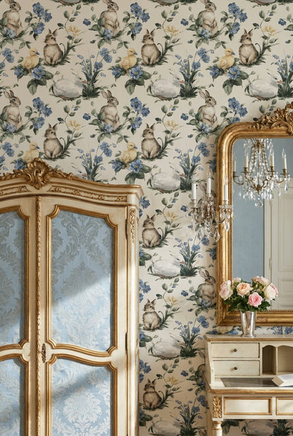 Vintage Wallpaper Rabbit Removable Ducklings Wall Mural