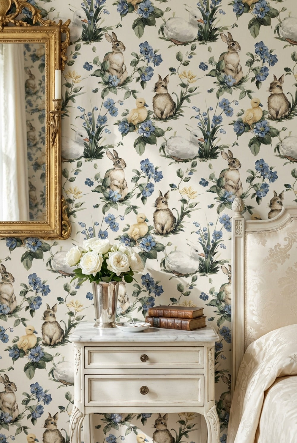 Vintage Wallpaper Rabbit Removable Ducklings Wall Mural