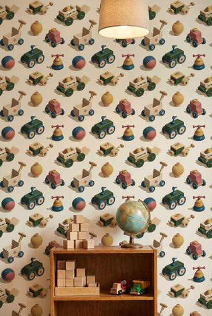 Vintage Toys Wallpaper Geometric Abstract Mural