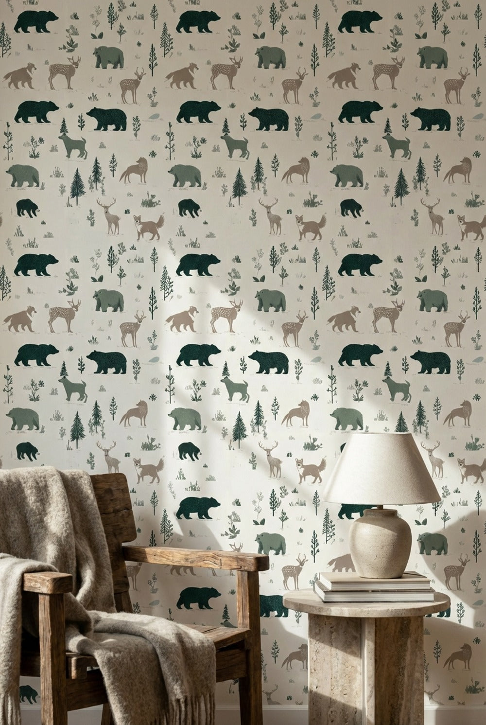 Shades Of Green Wallpaper Minimalist Forest Wall Decor