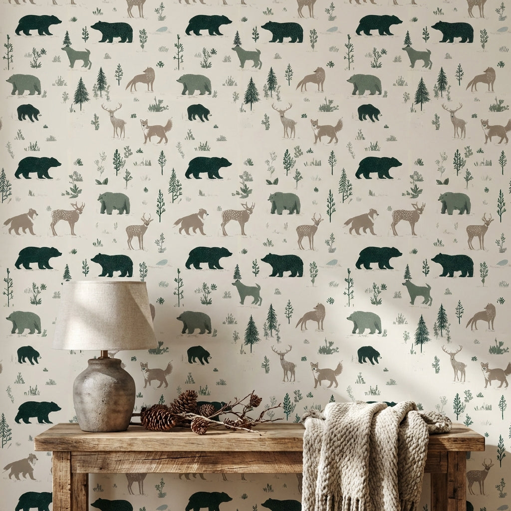 Shades Of Green Wallpaper Minimalist Forest Wall Decor