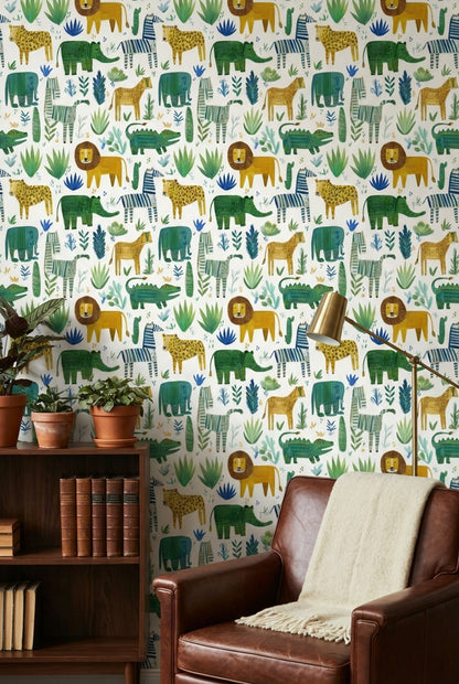Shades Of Green Wallpaper Animals Fun Wall Decor