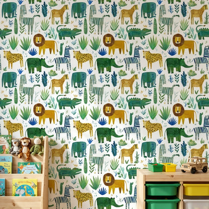 Shades Of Green Wallpaper Animals Fun Wall Decor