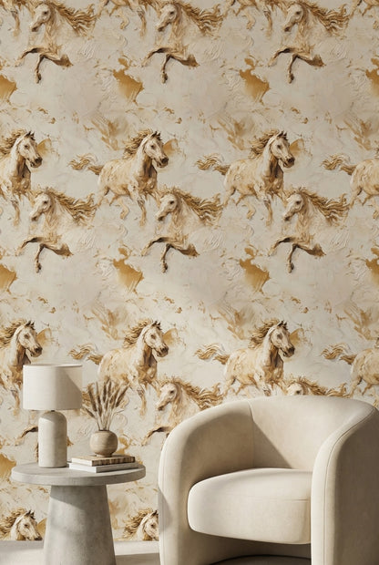 Dynamic Horses Wallpaper Abstract Textured Decorative Mural