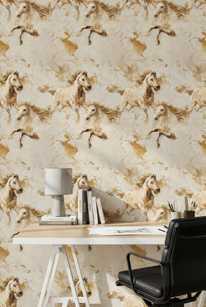 Dynamic Horses Wallpaper Abstract Textured Decorative Mural