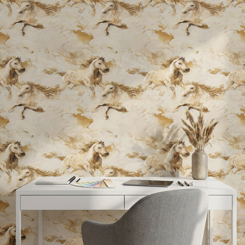 Dynamic Horses Wallpaper Abstract Textured Decorative Mural