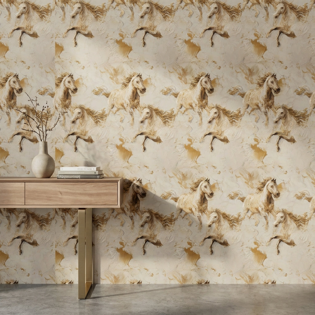 Dynamic Horses Wallpaper Abstract Textured Decorative Mural
