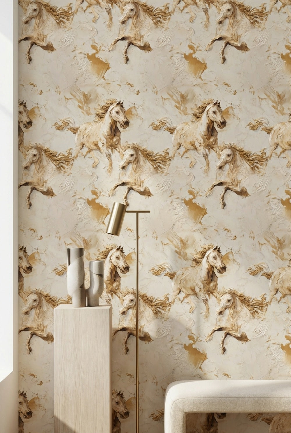 Dynamic Horses Wallpaper Abstract Textured Decorative Mural