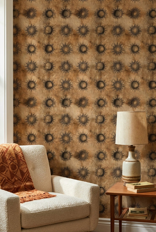 Sun Wallpaper Vintage Bohemian Decorative Mural