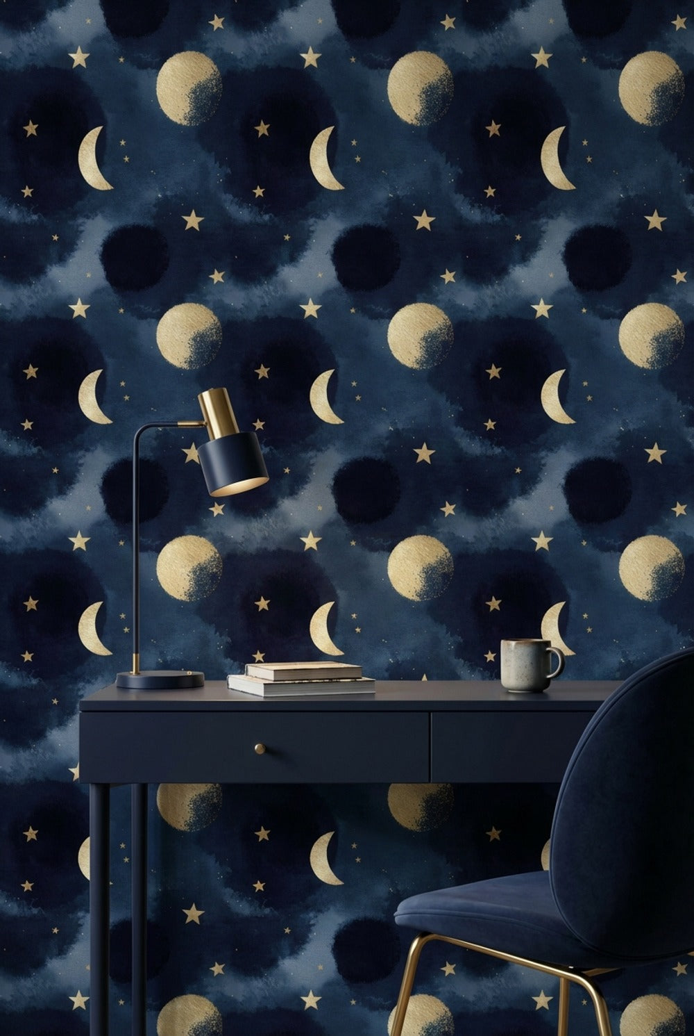 Celestial Wallpaper Stars Moon Decorative Mural
