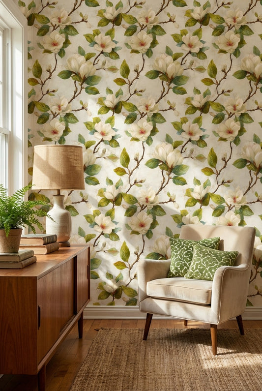Floral Wallpaper Vintage Botanical Decorative Mural