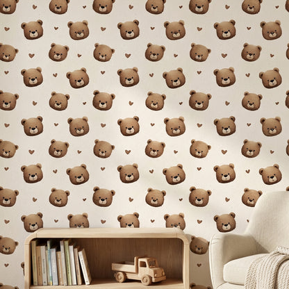 Bears Wallpaper Hearts Removable Cartoon Wall Decor