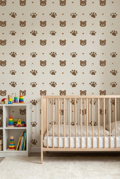 Bears Wallpaper Cartoon Hearts Removable Wall Decor