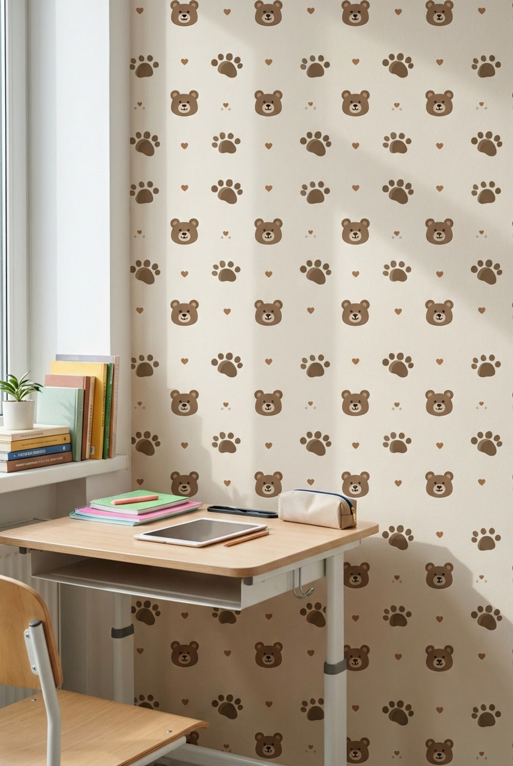 Bears Wallpaper Cartoon Hearts Removable Wall Decor