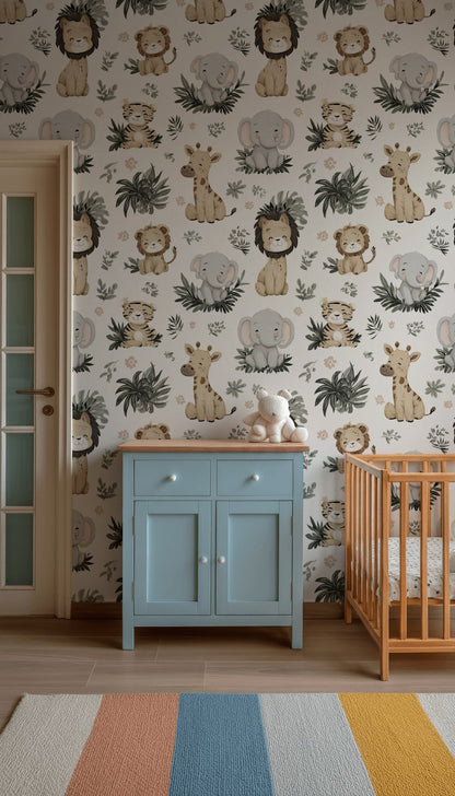 Animals Wallpaper Cartoon Playful Decorative Mural