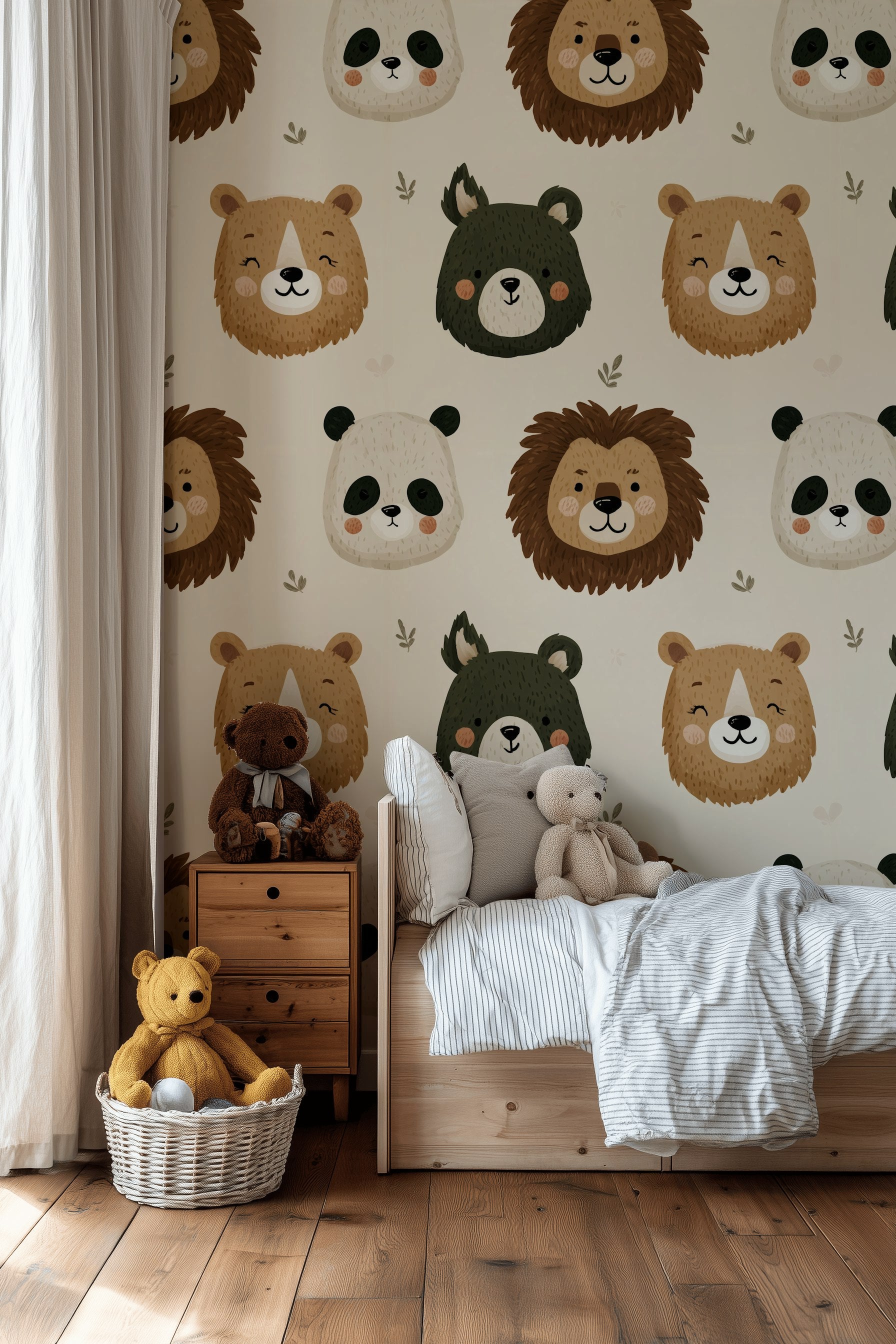 Animals Wallpaper Playful Cartoon Decorative Mural
