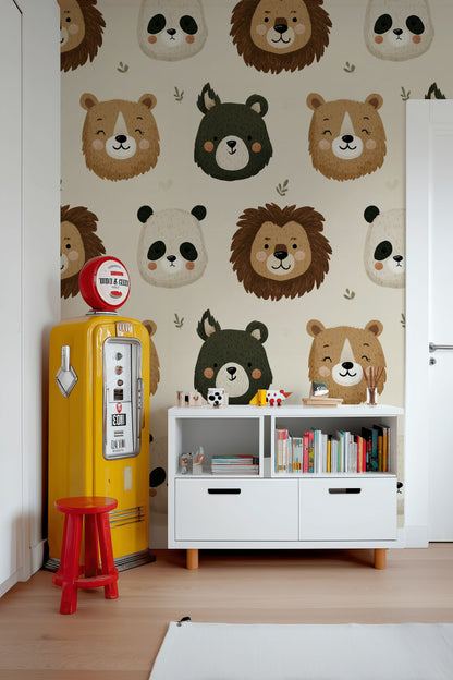 Animals Wallpaper Playful Cartoon Decorative Mural