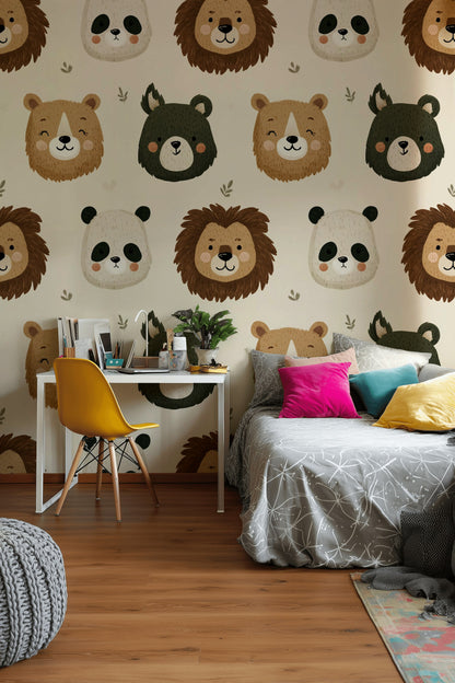 Animals Wallpaper Playful Cartoon Decorative Mural