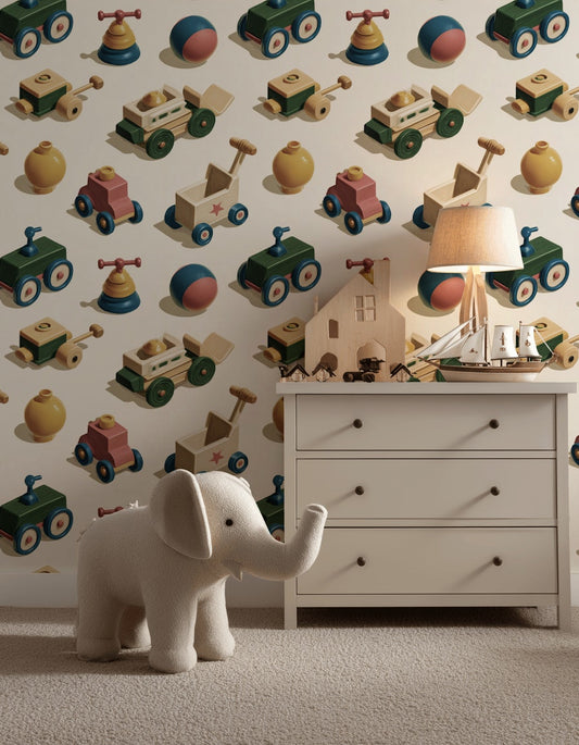 Vintage Toys Wallpaper Geometric Abstract Mural