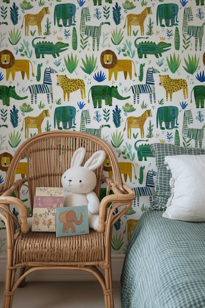 Shades Of Green Wallpaper Animals Fun Wall Decor