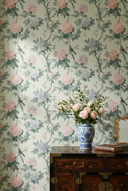 Vintage Floral Wallpaper Birds Removable Butterflies Wall Double Roll