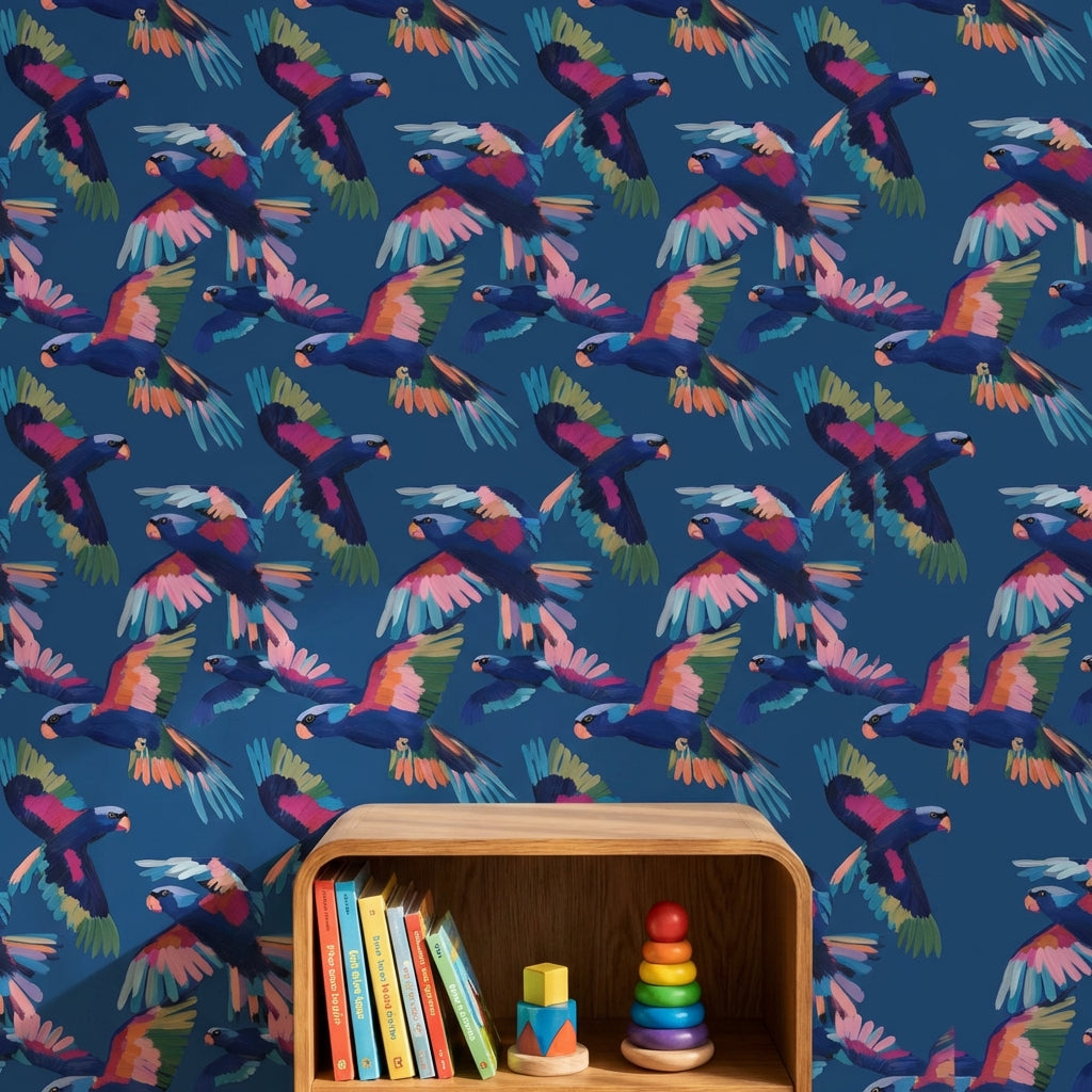 Birds Wallpaper Abstract Colorful Removable Wall Decor