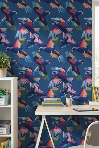 Birds Wallpaper Abstract Colorful Removable Wall Decor