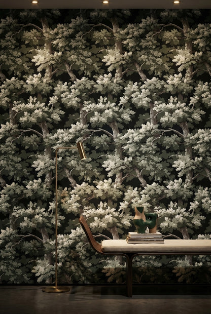 Shades Of Green Wallpaper Tree Branches Natural Wall Decor