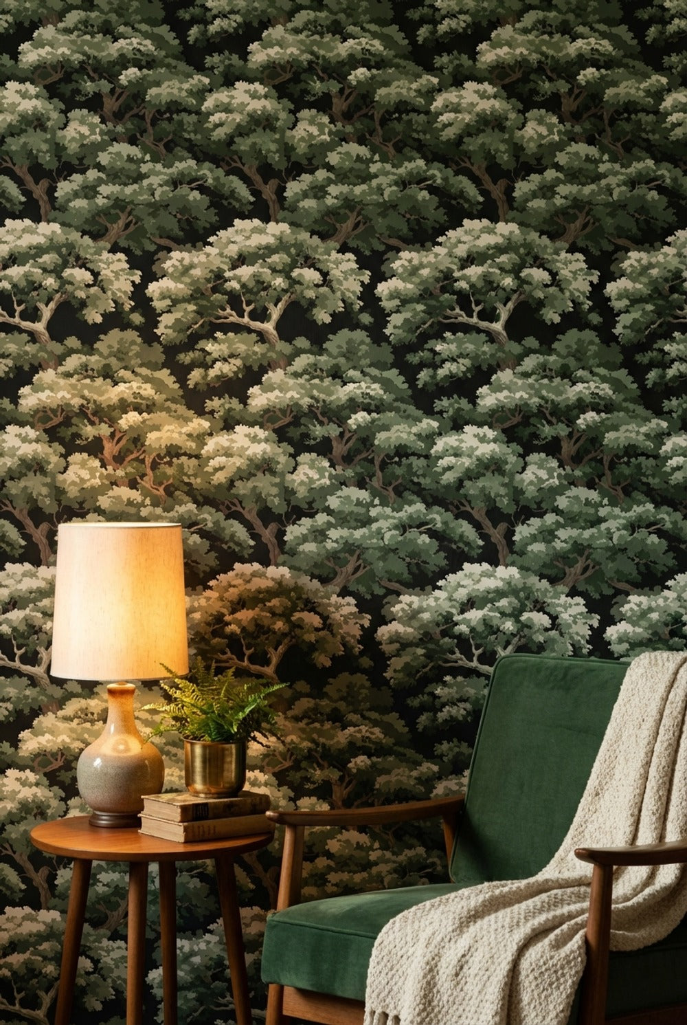 Shades Of Green Wallpaper Trees Natural Decorative Mural
