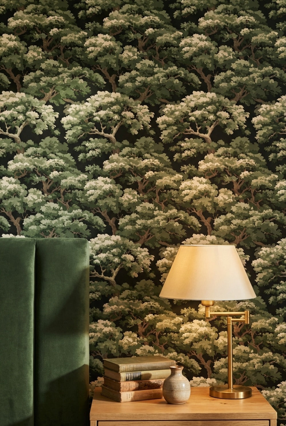 Shades Of Green Wallpaper Trees Natural Decorative Mural