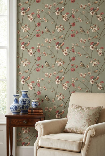 Vintage Birds Wallpaper Floral Removable Nature Wall Mural