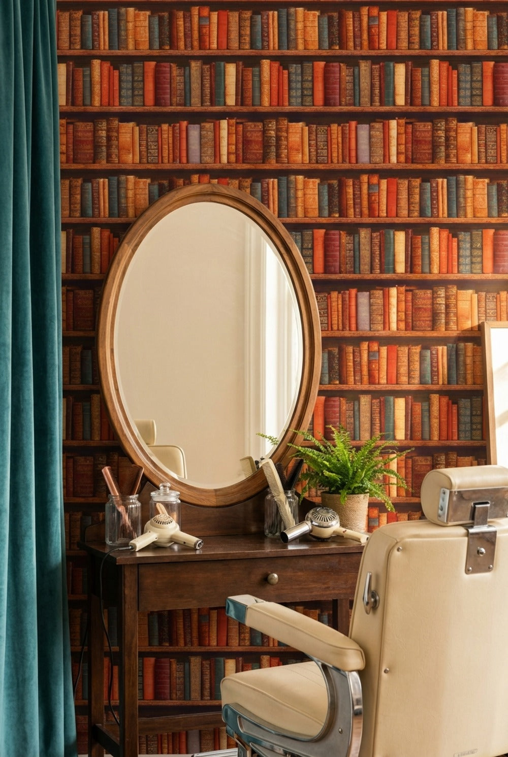 Antique Bookshelf Wallpaper Vintage Removable Library Wall Double Roll