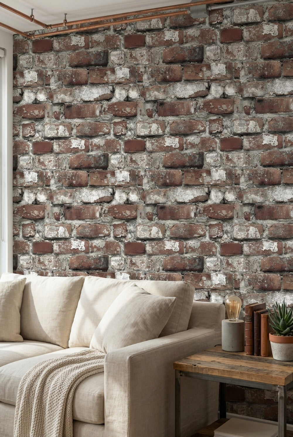 Brick Wall Wallpaper Rustic Removable Industrial Wall Double Roll
