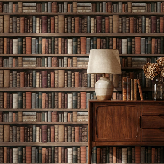 Bookshelf Wallpaper Vintage Antique Removable Wall Decor