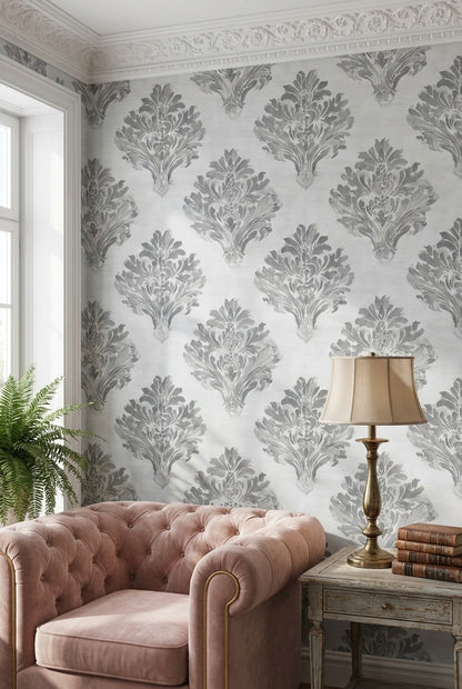 Damask Wallpaper Floral Traditional Removable Wall Decor