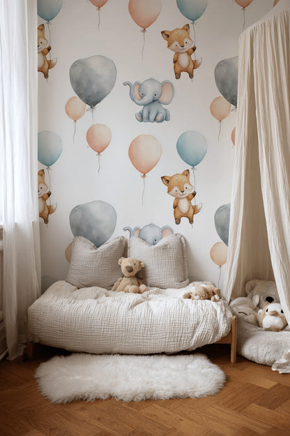 White Background Wallpaper Animal Playful Wall Mural