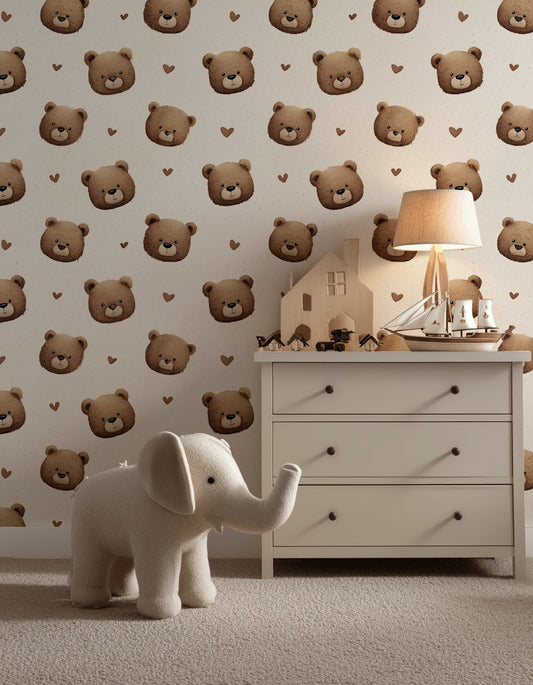Bears Wallpaper Hearts Removable Cartoon Wall Decor