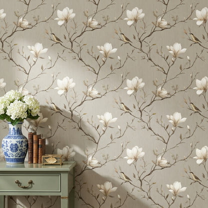 Floral Wallpaper Magnolia Bird Decorative Mural